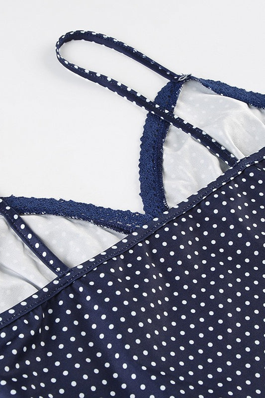 Sexy Polka Dot Color Block Lace Cami Top image 6