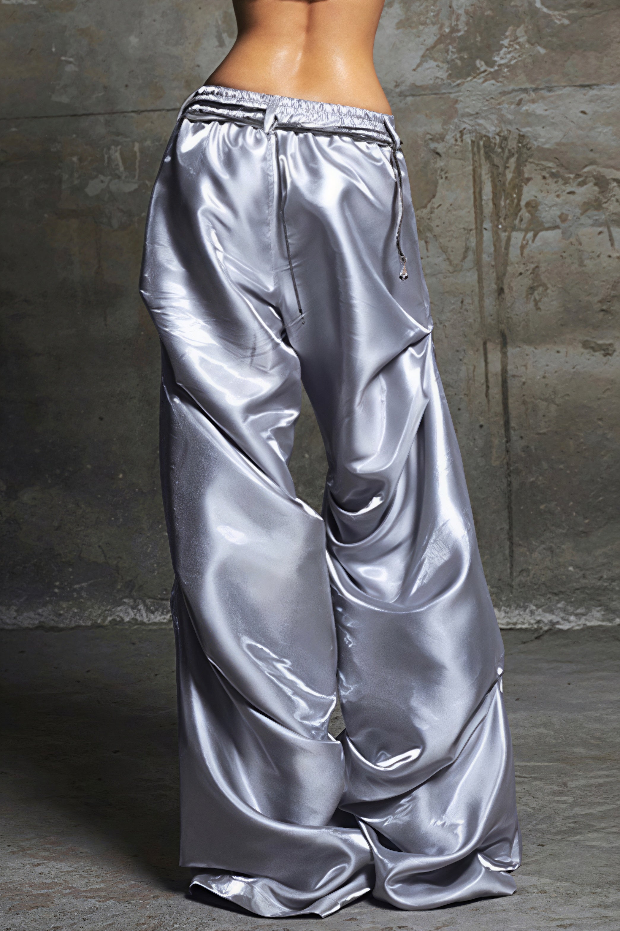 Letter Print Contrast Satin Straight Leg Pants image 2