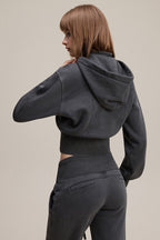 Cropped Waist Zip Up Hoodie image 6