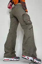 Street Style Low-Waisted Multi-Pocket Denim Cargo Pant image 3