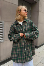 Plaid Mid Length Double Pocket Shirt Blouse image 5