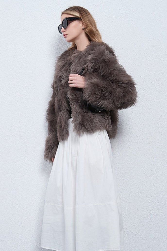 Faux Raccoon Fur Plush Coat with Retro Style image 5