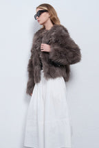 Faux Raccoon Fur Plush Coat with Retro Style image 5