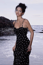 Polka Dot Backless Cami Bodycon Maxi Dress image 1