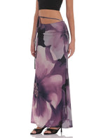 Mesh Floral Tie Bodycon Maxi Skirt image 6