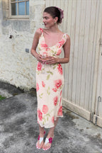 Floral Print Mesh V Neck Cami Midi Dress image 2