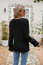 Lisette Eyelet Blouse detail view styled for Avrienne