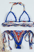Printed Tie Up Lace Up Two Piece Swim Set image 8