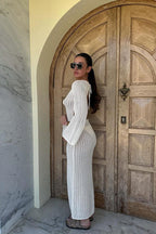 V Neck Backless Knit Beach Maxi Dress image 2