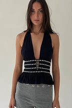 Hollow Out Backless Halter Top image 1