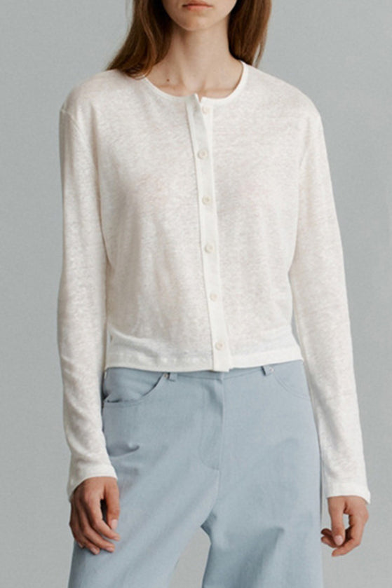 Solid Color Buttoned Knit Cardigan image 5