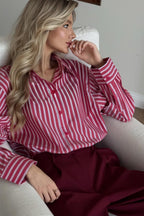 Red Striped Long Sleeve Distinctive British Blouse image 4