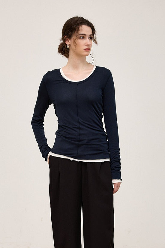 Tencel Wool Blend Round Neck Knit Top image 10