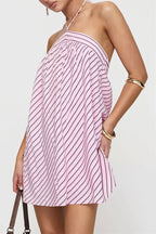 Elegant Striped Halter Mini Dress image 3