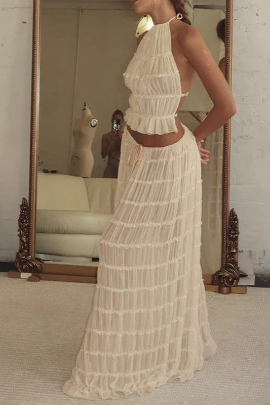 Ruched Halter Cami & Maxi Skirt Boho Dress image 2