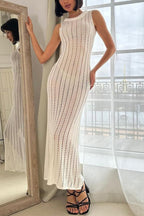 Knit Hollow Sleeveless Beach Boho Dress image 2