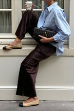 Chic Satin Straight Leg Draped Pants image 4