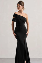 Mesh Panel Off-Shoulder Split Bodycon Party Dress image 4