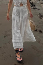 Lace Panel Asymmetrical Maxi Skirt image 1