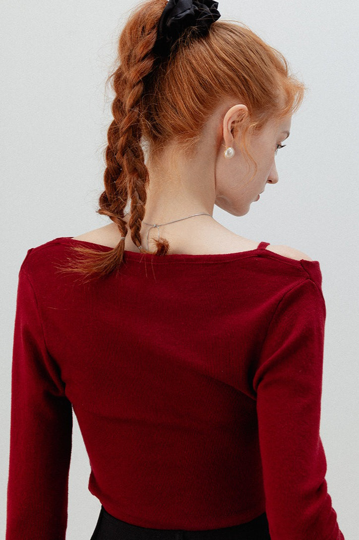 Burgundy Mock Two Piece Knit Top image 9