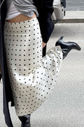 Polka Dot Satin Bodycon Midi Skirt image 1