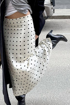 Polka Dot Satin Bodycon Midi Skirt image 1