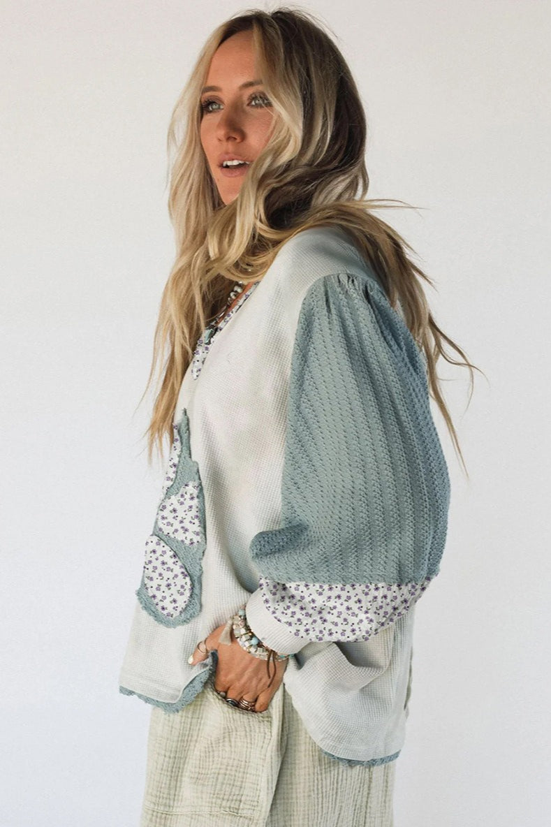 Floral Patchwork Knit Hoodie image 3