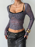 Leopard Print Layered Crop Top image 3