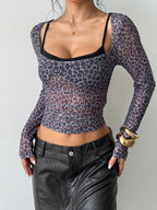 Leopard Print Layered Crop Top image 3