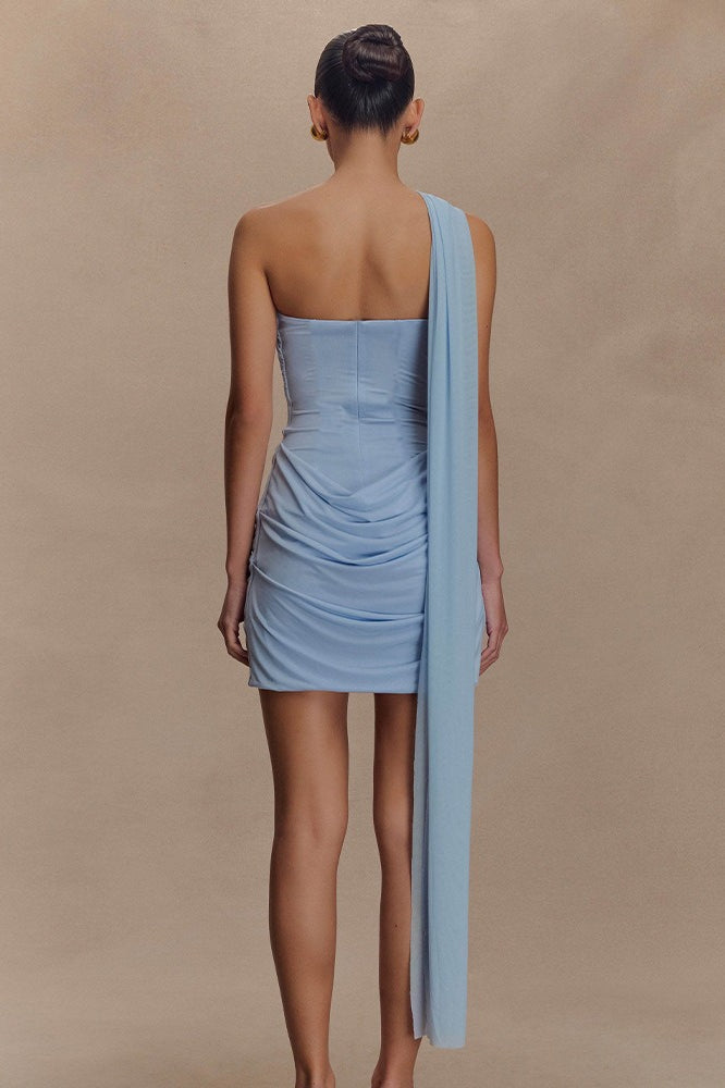Strapless Ruched Bow Tie Mini Dress image 4