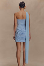 Strapless Ruched Bow Tie Mini Dress image 4