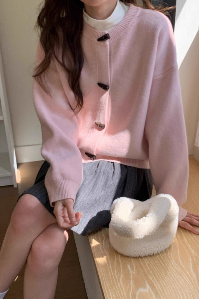 Retro Toggle-Button Loose Short Knit Cardigan image 4