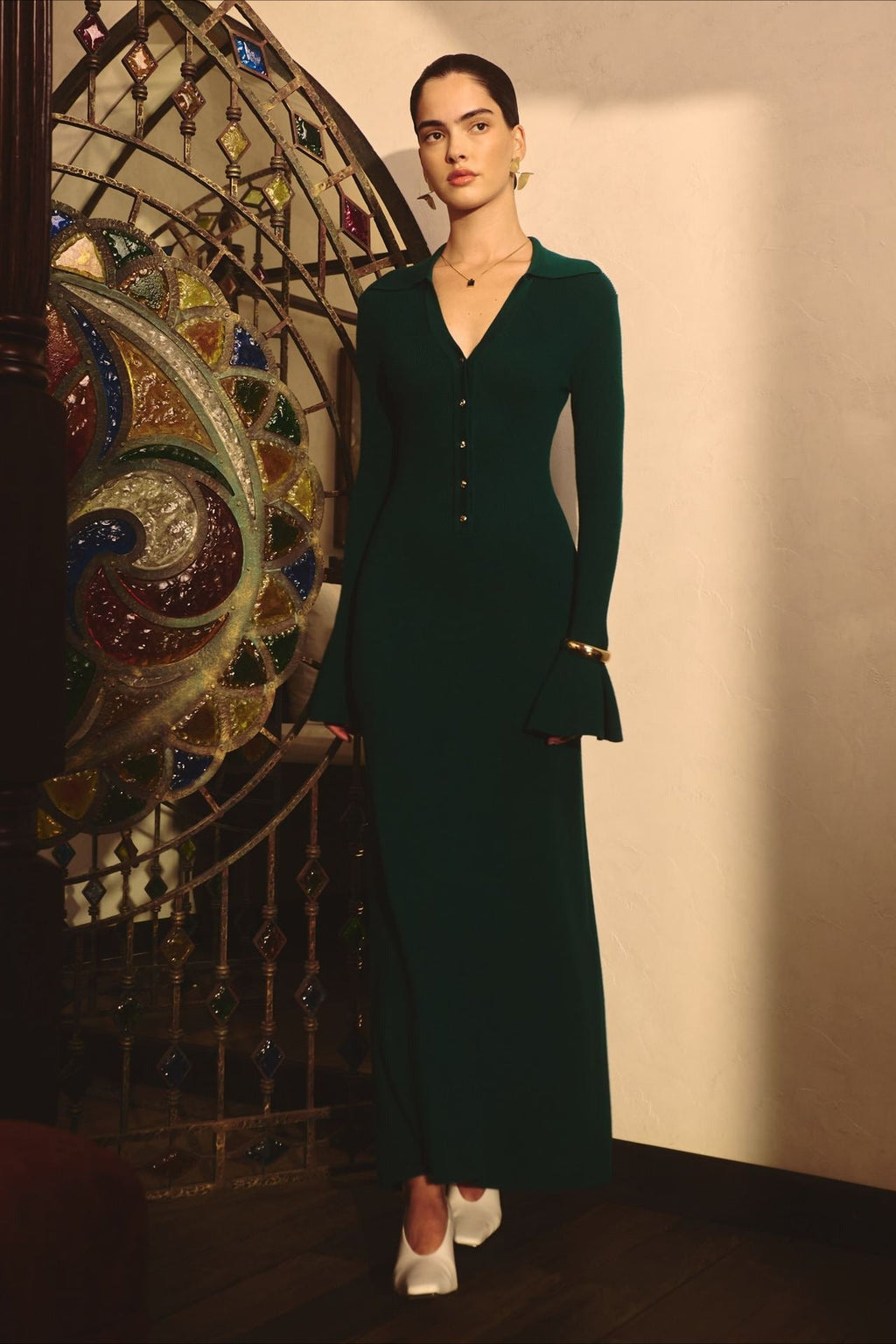 Elegant Collared Knit Sweater Dress image 9