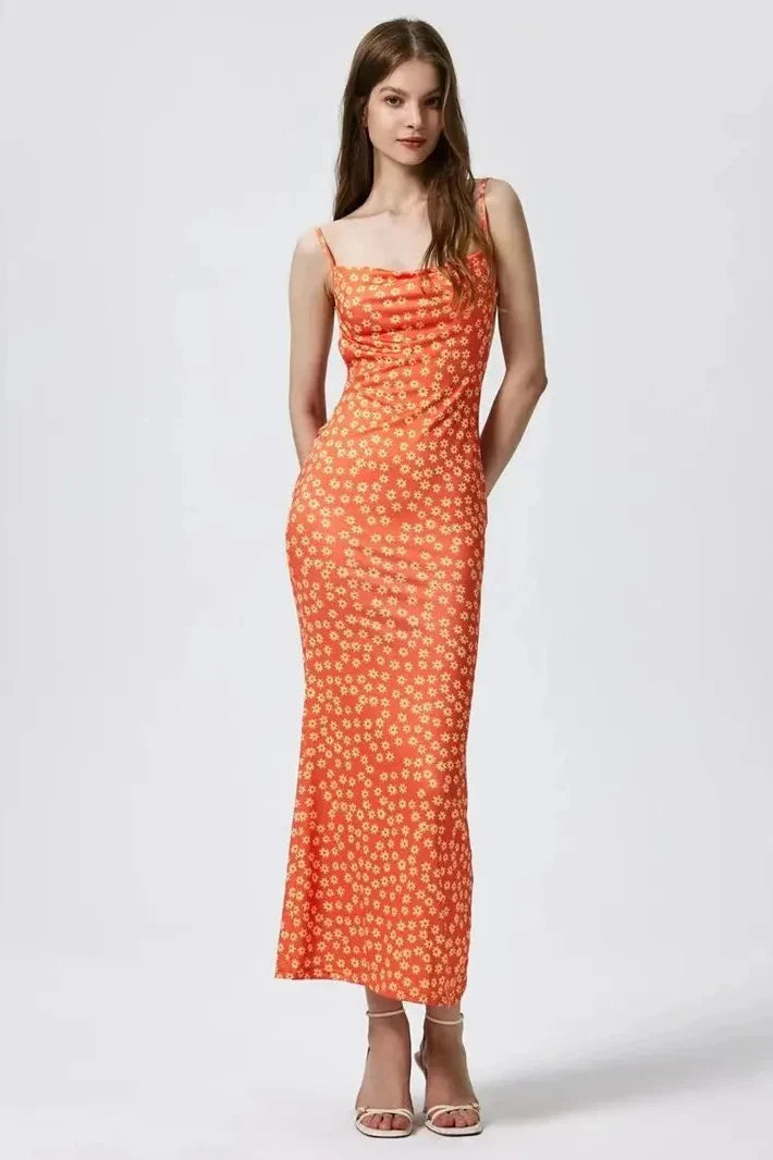 Cotton Floral Beach Print Suspender Maxi Dress image 9