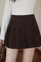 Solid Wool Pleated High Waist Skirt image 3