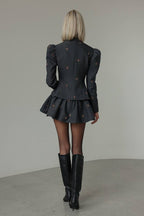 Embroidered Waist-Cinched Blazer & Mini Skirt Two Piece Set image 4