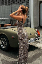 Chic Leopard Print Spaghetti Strap Maxi Dress image 2