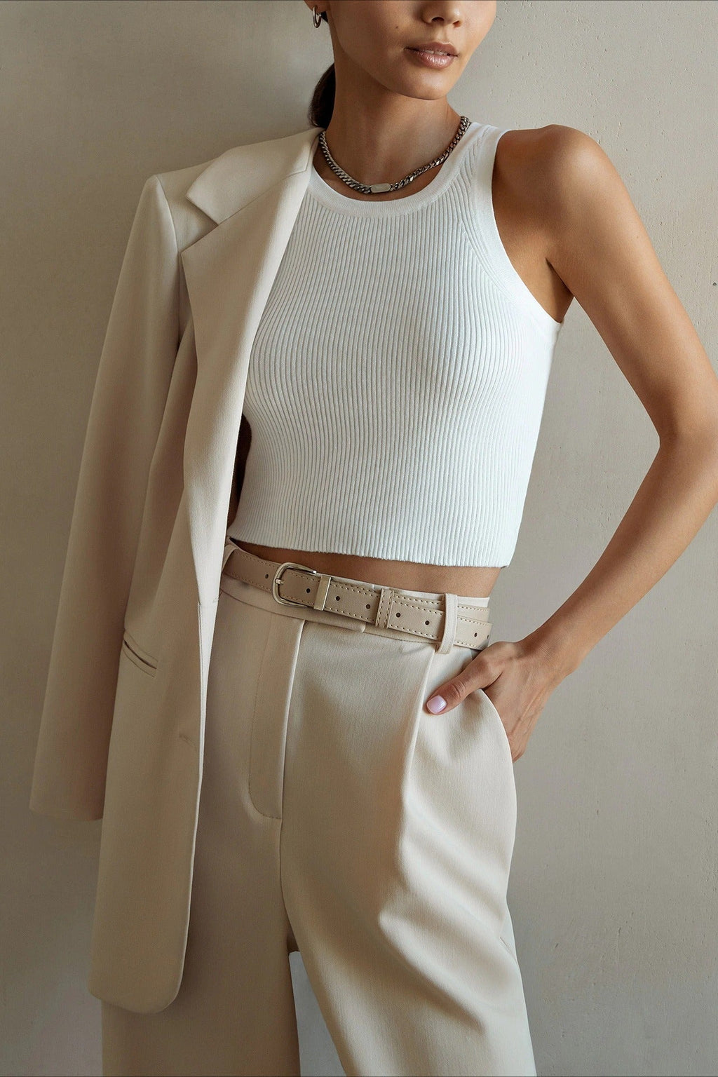 Solid Cropped Knit Top image 3