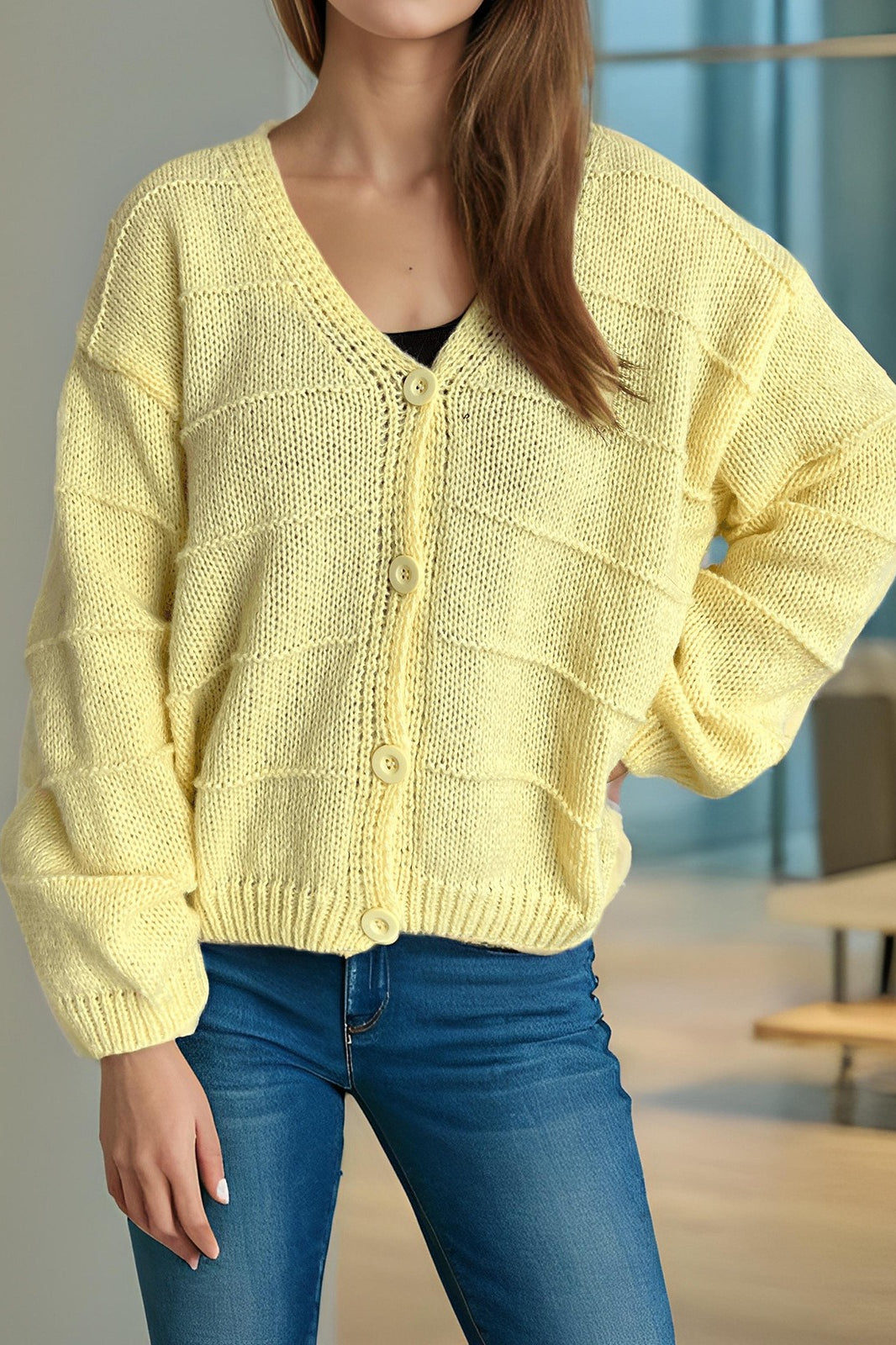 Relaxed V-Neck Cardigan image 8