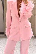 Designer Feather Accent Blazer image 5