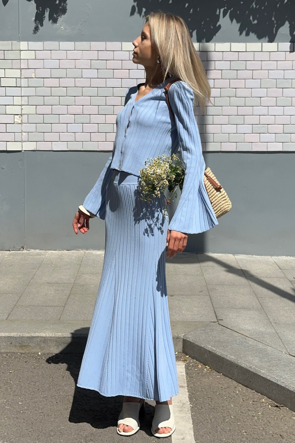 Two-Piece Bell Sleeve Knit Sweater Dress image 4