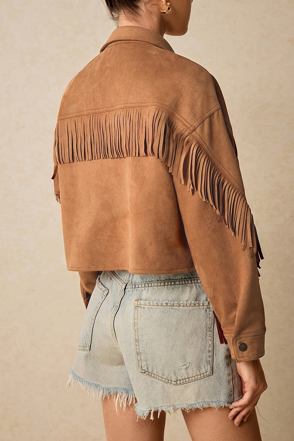Fringe Trim Drop Shoulder Casual Jacket image 5