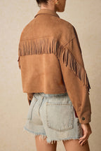 Fringe Trim Drop Shoulder Casual Jacket image 5