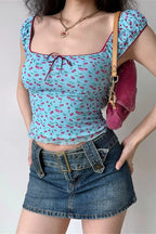Sweet Bow Cherry Puff Sleeve Blouse image 4