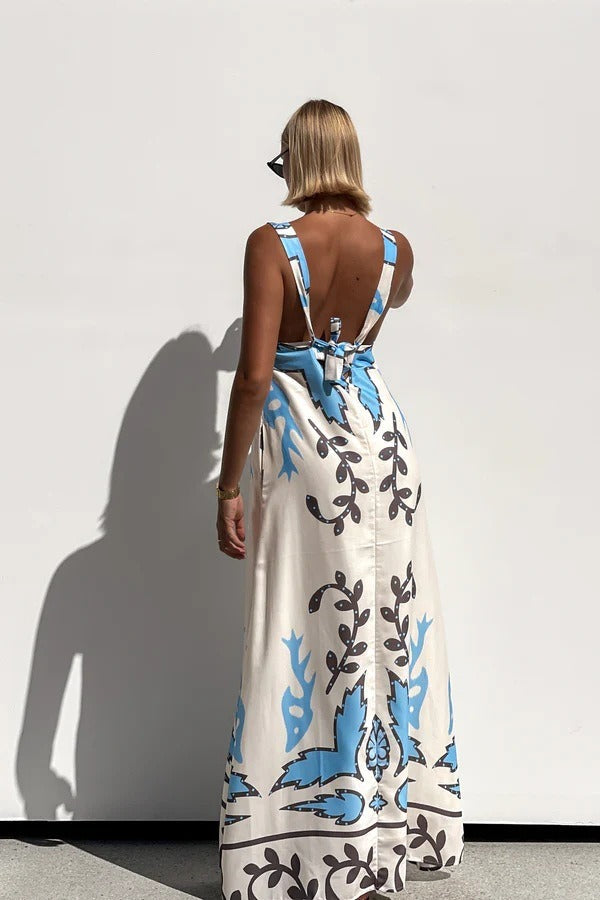 Sexy Floral Print Sleeveless Vacation Maxi Dress image 3
