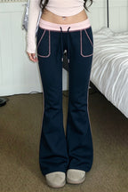 Contrast Drawstring Slim Knit Casual Pants image 4