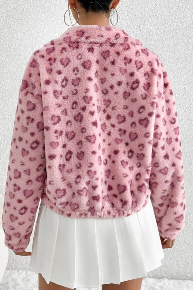 Cozy Heart Leopard Print Fleece Coat image 4