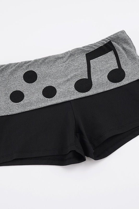Casual Note Print Folded Waist Shorts image 5