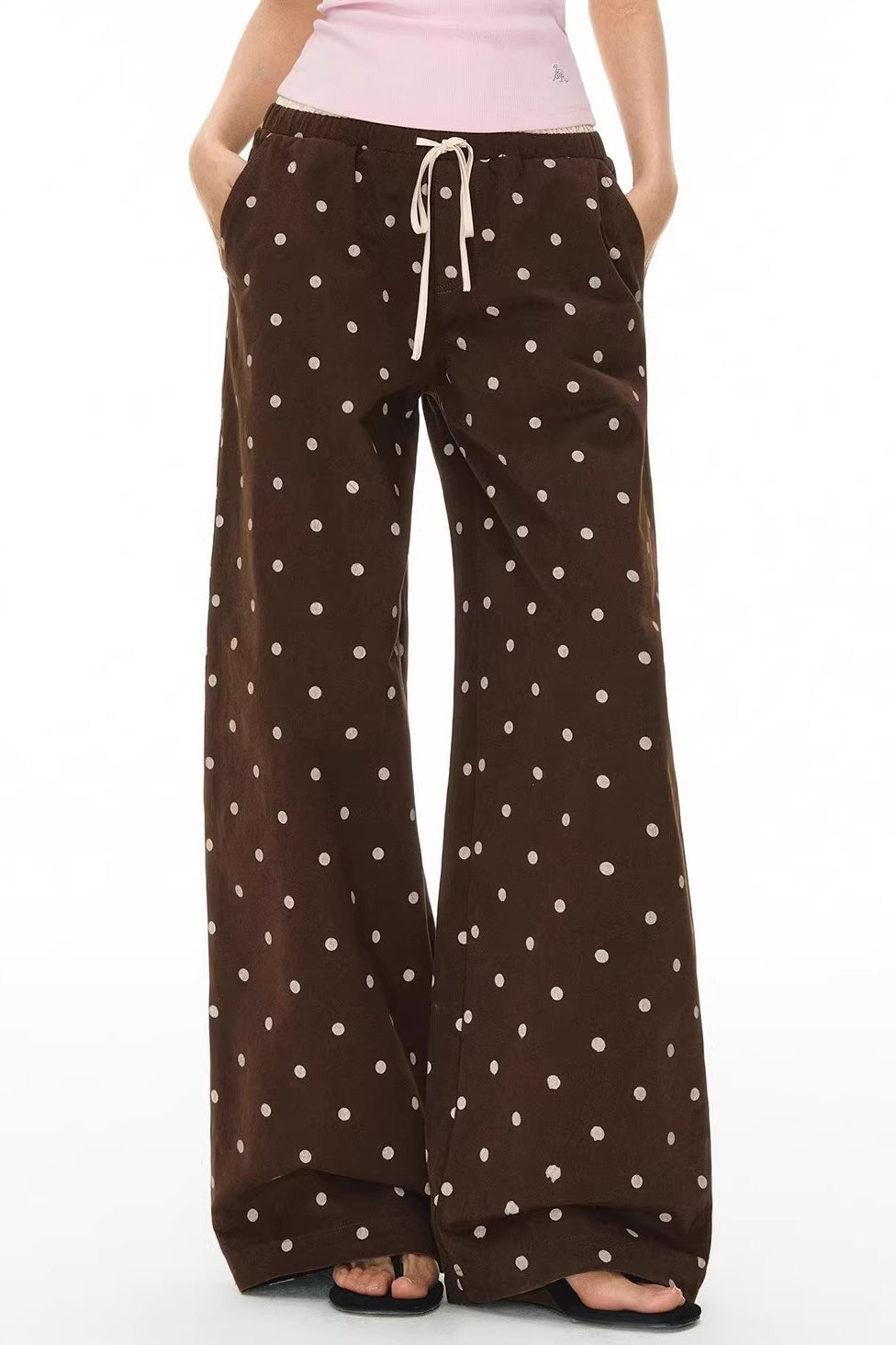 Polka Dot Print Loose Straight Casual Pants image 1