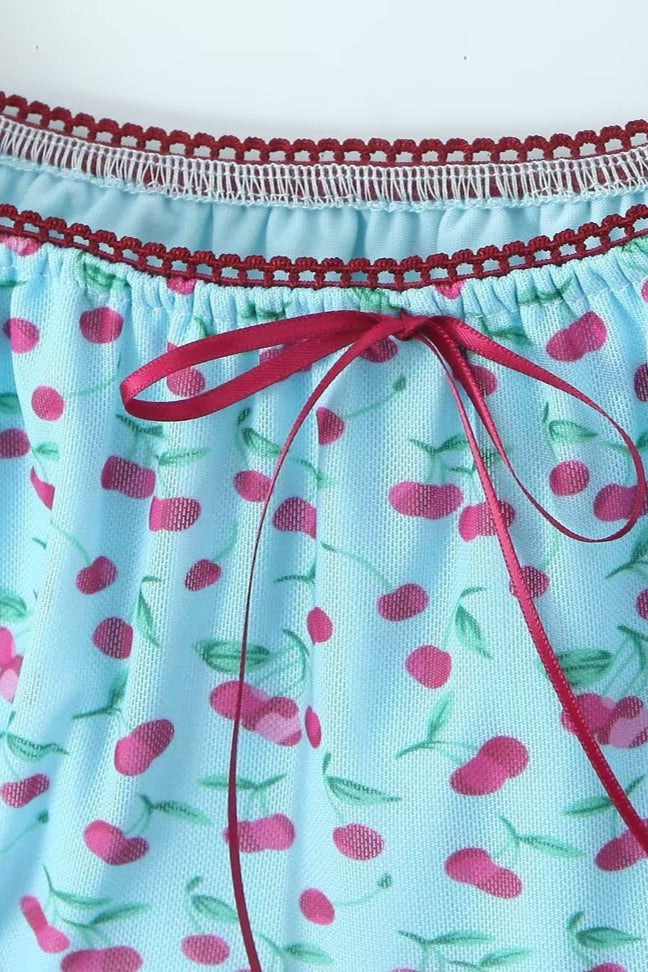 Sweet Bow Cherry Puff Sleeve Blouse image 7